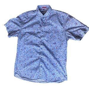 Luchiano Visconti Men's L Multicolor Paint Splatter Button-Up Shirt
